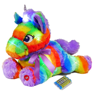 Rainbow Unicorn LED Light Up Stuffed Animal Glow Plush Sleep Toy Night Light for Girls 12 inch