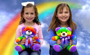 Rainbow Teddy Bear Set of 2 - Plush Stuffed Animal Cuddly Soft 12 inch
