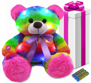 Rainbow Lites Light Up Teddy Bear Stuffed Animal Plush LED Night Light Gift Box (16 inch, Batteries Included)