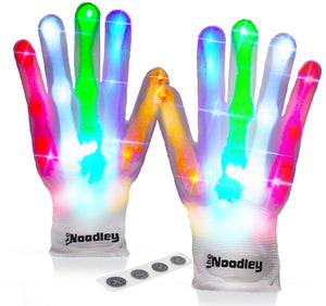 LED Gloves for Kids Teens Cool Toys Boy Girl Gift Ideas Halloween - Kid Sized (White)