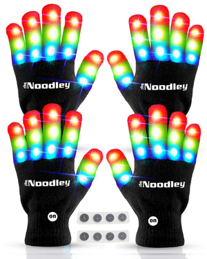 2 Pairs LED Gloves Light up Toys for Boys & Girls Cool Gifts for Kids & Teens - Extra Batteries