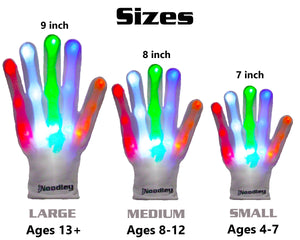 LED Gloves for Kids Teens Cool Toys Boy Girl Gift Ideas Halloween - Kid Sized (White)