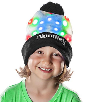 LED Flashing Light Up Beanie Hat Cool Stuff Gifts for Boys Girls Glow in the Dark (One Size)(CR2016)