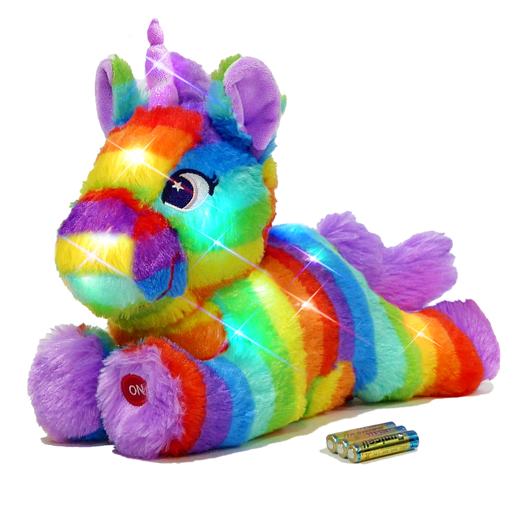 Rainbow Unicorn LED Light Up Stuffed Animal Glow Plush Sleep Toy Night Light for Girls 12 inch