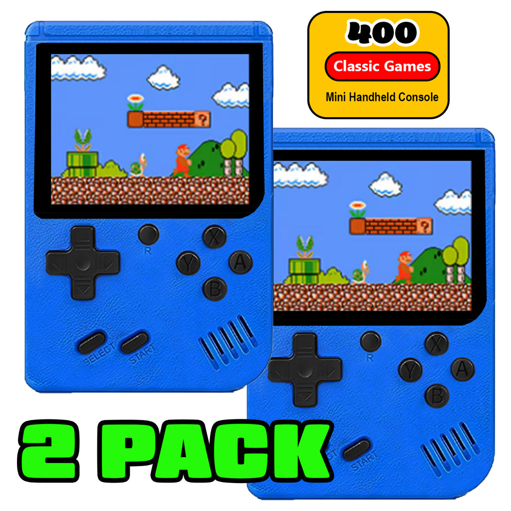 2 Pack Handheld Games for Kids Console 400 Retro Video Games, Portable Gaming Player Mini Arcade Electronic Toy Gifts for Boys Girls 2 Pack [Blue]