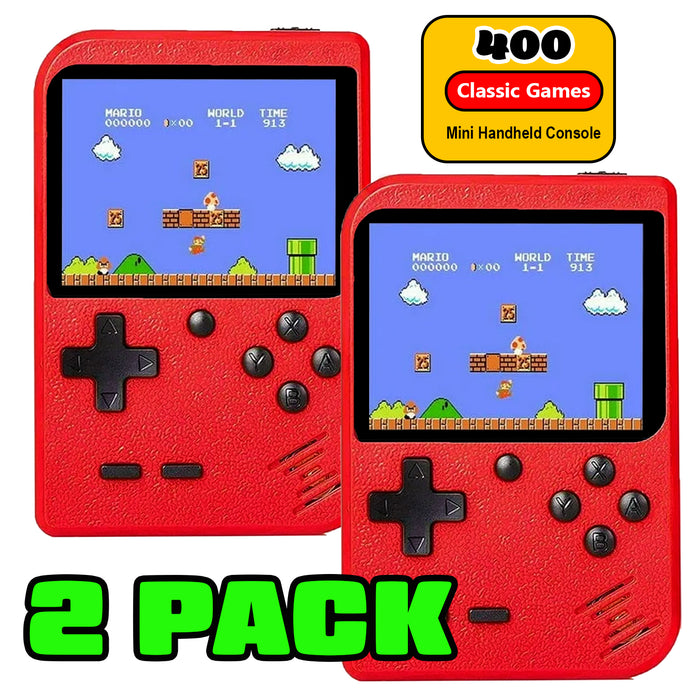 2 Pack Handheld Games for Kids Console 400 Retro Video Games, Portable Gaming Player Mini Arcade Electronic Toy Gifts for Boys Girls 2 Pack [Red]