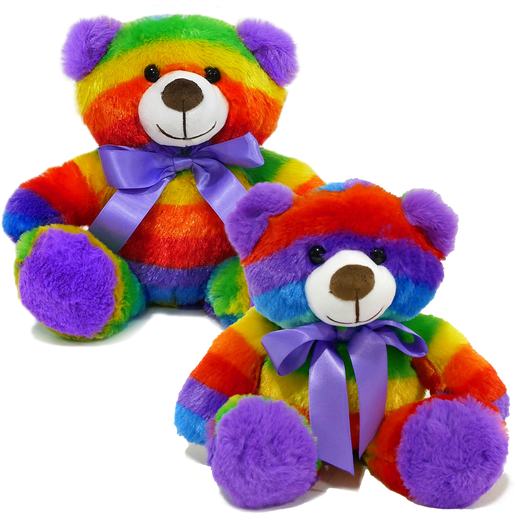 Rainbow Teddy Bear Set of 2 - Plush Stuffed Animal Cuddly Soft 12 inch