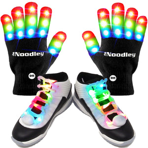 LED Gloves and Light Up Shoelaces Gift Set for Kids Toys Boys and Girls
