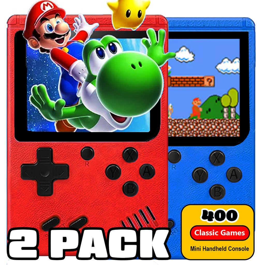 2 Pack Handheld Games for Kids Console 400 Retro Video Games, Portable Gaming Player Mini Arcade Electronic Toy Gifts for Boys Girls 2 Pack