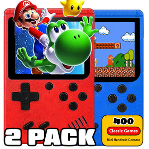 2 Pack Handheld Games for Kids Console 400 Retro Video Games, Portable Gaming Player Mini Arcade Electronic Toy Gifts for Boys Girls 2 Pack