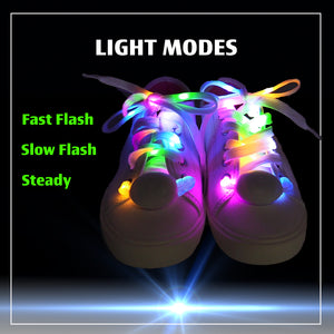 5 Color LED Light Up Shoe Laces Flashing Glow in the Dark White Tie Shoelaces for Sneakers, Skates, 45 inch