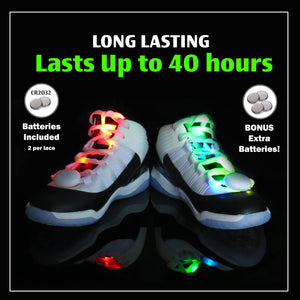 7 Color LED Light Up Shoe Laces Flashing Glow in the Dark White Tie Shoelaces for Sneakers, Skates, 45 inch