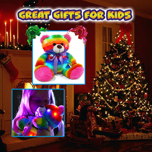 Rainbow Lites Teddy Bear Glow Plush LED Night Light Up Stuffed Animal 2 Pack Set  (16 inch, Batteries Included)