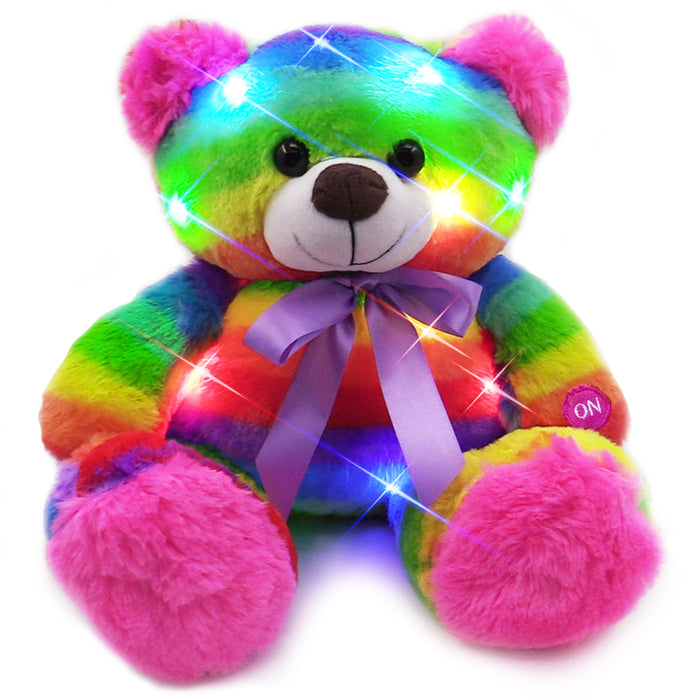 Rainbow Lites Teddy Bear Glow Plush LED Night Light Up Stuffed Animal (16 inch)