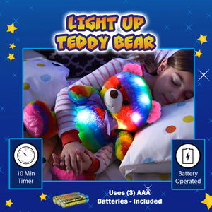 Rainbow Lites Light Up Teddy Bear Stuffed Animal Plush LED Night Light Gift Box (16 inch, Batteries Included)