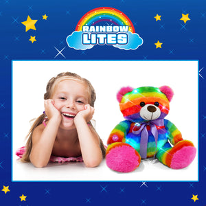 Rainbow Lites Teddy Bear Glow Plush LED Night Light Up Stuffed Animal 2 Pack Set (16 inch)