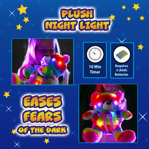 Rainbow Lites Teddy Bear Glow Plush LED Night Light Up Stuffed Animal (16 inch, Batteries Included)