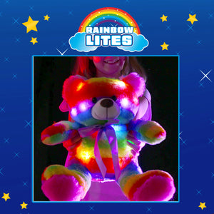 Rainbow Lites Teddy Bear Glow Plush LED Night Light Up Stuffed Animal 2 Pack Set  (16 inch, Batteries Included)