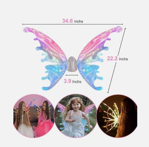 LED Moving Butterfly Angel Wings Electric Light Up Girls Costume Battery Operated