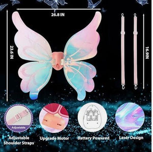 LED Moving Butterfly Angel Wings Electric Light Up Girls Costume Battery Operated