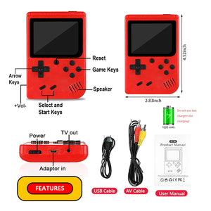 Handheld Games for Kids Console 400 Retro Video Games, Portable Gaming Player Mini Arcade Electronic Toy Gifts for Boys Girls, Red