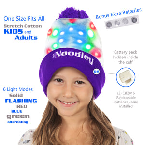 Flashing LED Light Gloves and Lighted Beanie Hat Set with Extra Batteries