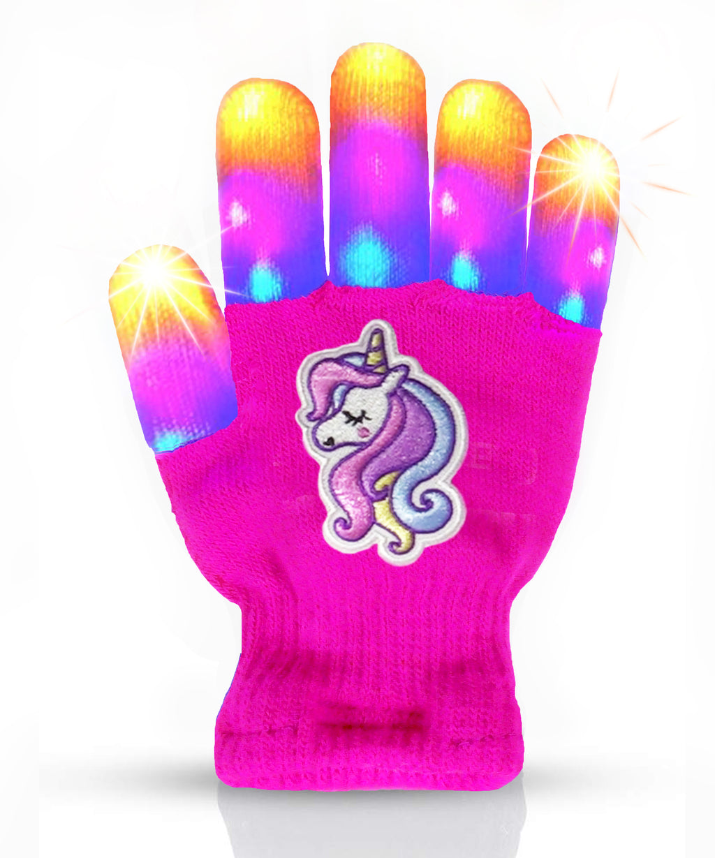 Unicorn LED Light Up Gloves Kid and Teen Sizes Colors for Girls and Boys