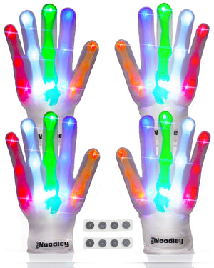 2 Pairs LED Gloves Light up Toys for Boys & Girls Cool Gifts for Kids & Teens - Extra Batteries