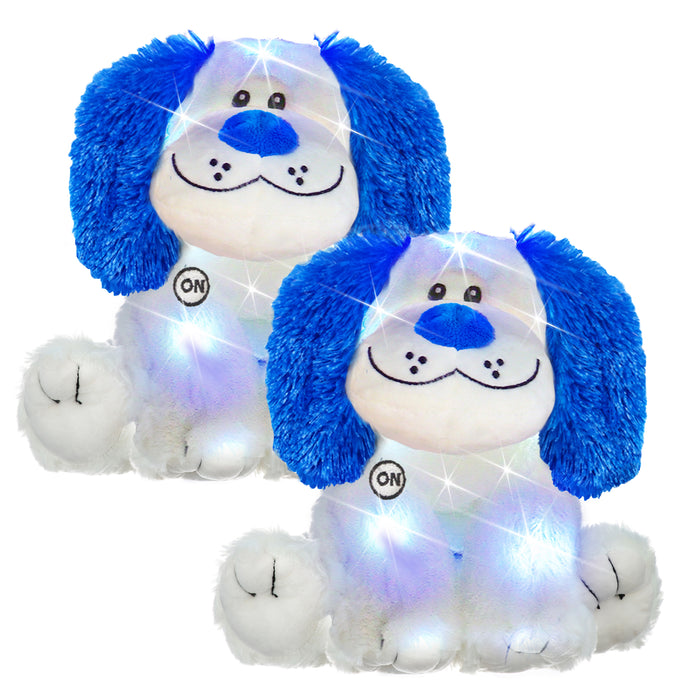 Rainbow Lites Puppy Dog Glow Plush LED Night Light Up Stuffed Animal 2 Pack Set