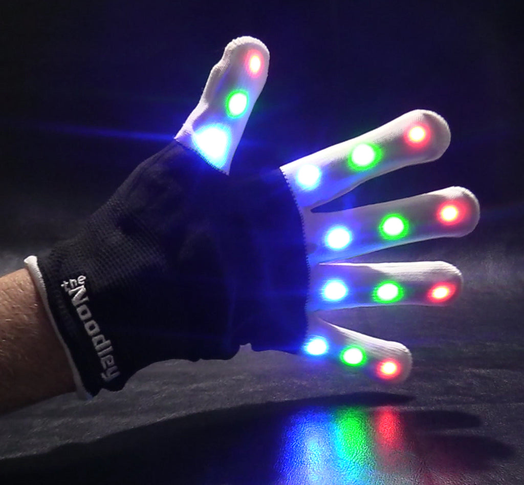 Thin LED Flashing Light Up Gloves Cool Toys Boy Gift Ideas - Kid Sized (Black)