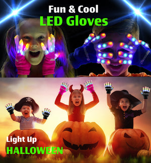 LED Light Up Gloves for Kids Cool Toys for Boys with Extra Batteries Indoor Play Outdoor Game Ideas Camping