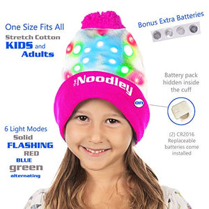 LED Flashing Light Up Beanie Hat Cool Stuff Gifts for Boys Girls Glow in the Dark (One Size)(CR2016)