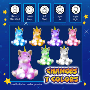 Rainbow Lites Unicorn Glow Plush LED Night Light Up Stuffed Animal (16 inch)