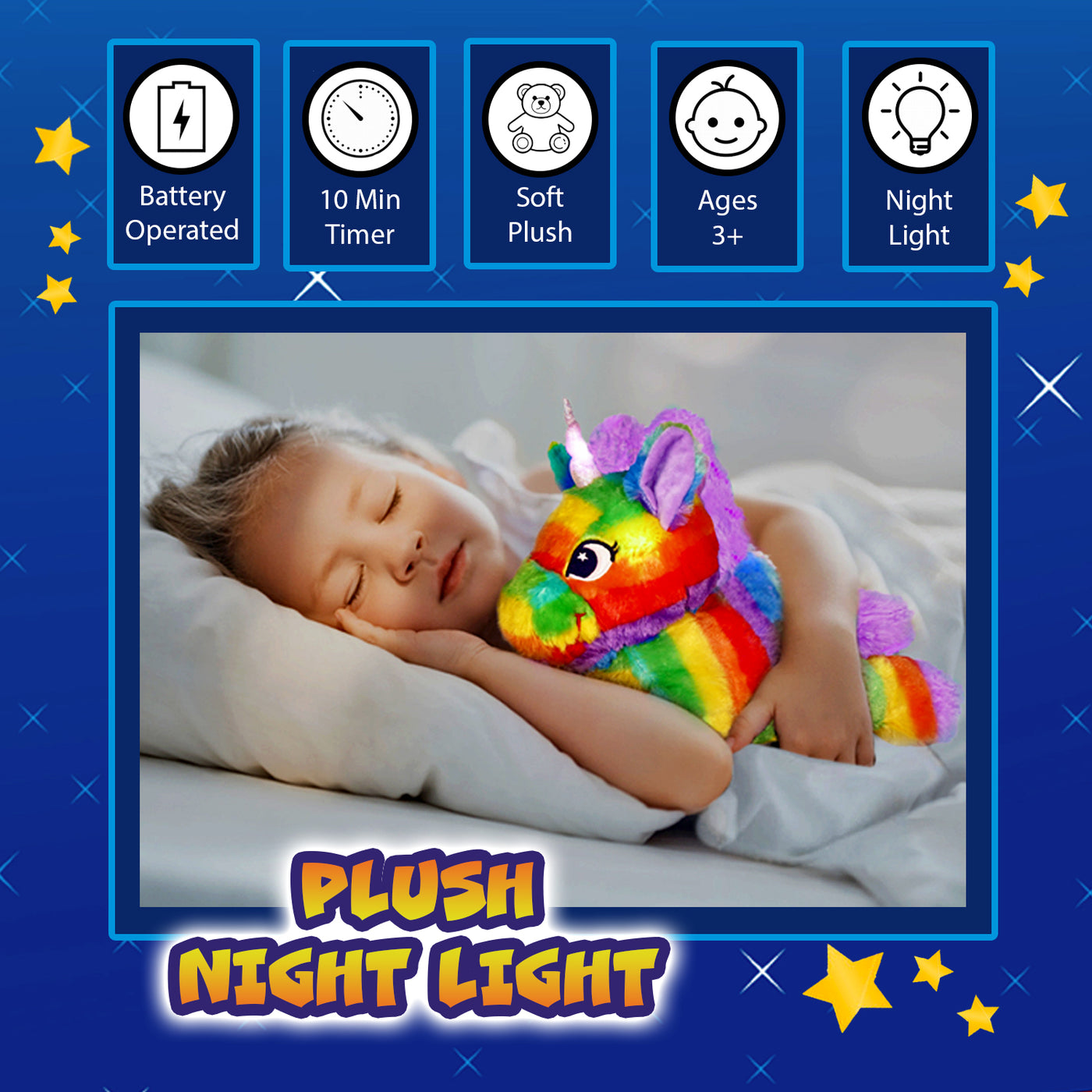 Rainbow Unicorn LED Light Up Stuffed Animal Glow Plush Sleep Toy