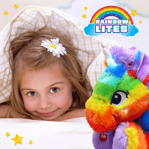 Rainbow Unicorn LED Light Up Stuffed Animal Glow Plush Sleep Toy Night Light for Girls 12 inch