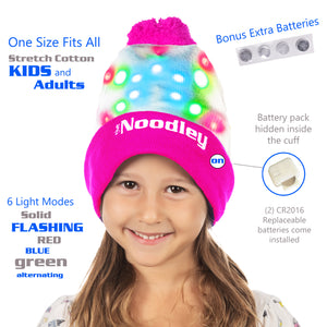 The Noodley LED Light Up Pink Beanie Hat (CR2032)