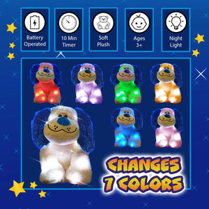 Rainbow Lites Puppy Dog Glow Plush LED Night Light Up Stuffed Animal 2 Pack Set